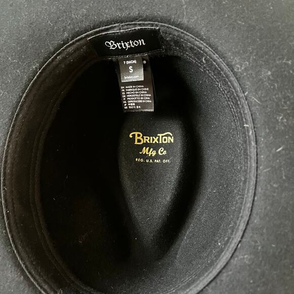 Brixton Wesley Fedora Wool Felt Hat Wide Brim Black Small - Picture 6 of 6